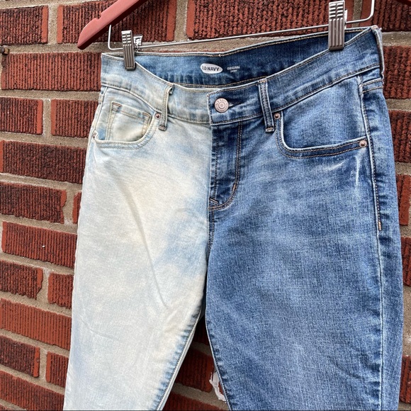 Old Navy Two-Tone Skinny Jeans - Blue and Cream - Picture 4 of 8